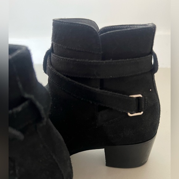 Saint Laurent Black Suede Buckle Strap Ankle Boot - Picture 6 of 14
